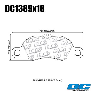 Колодки тормозные DC1389P18 DC Brakes Street STR.S+, передние Porsche 911 (991, 997), Cayman 718 (98