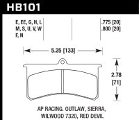 Колодки тормозные HB101G.775 HAWK DTC-60; Wilwood SL, AP Racing, Outlaw 20mm