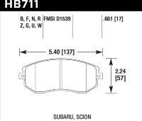Колодки тормозные HB711U.661 HAWK DTC-70 перед Subaru BRZ, Forester, Impreza 2011-> , Legacy, Outbac