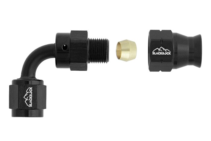 Фитинг AN-04, 90°, "мама" Hardline, алюминий, BLACKROCK LAB H04-090-BK