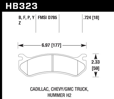 Колодки тормозные HB323P.724 HAWK SD задние Hummer H2 / CHEVROLET Tahoe