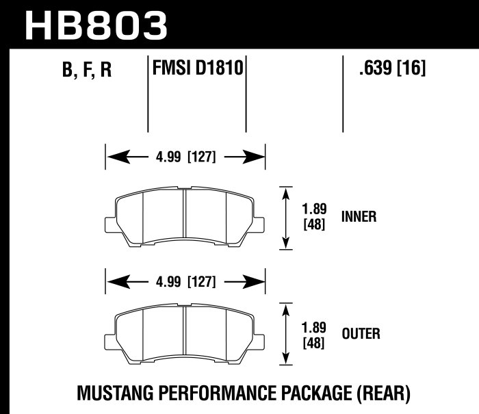 Колодки тормозные HB803B.639 HAWK HPS 5.0 ЗАДНИЕ Ford Mustang VI 2015-> 