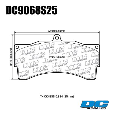 Колодки тормозные DC9068S25 DC Brakes R24 RACING AP Racing CP6230D54; CP9665D54; 25mm