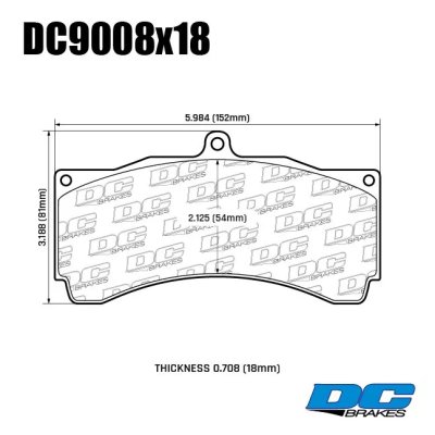 Колодки тормозные DC9008S18 DC brakes R24 AP RACING CP5555, CP5060, HPB ТИП 3, 6 поршней, D54 mm