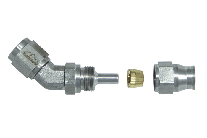 - 4 AN (4AN AN4) фитинг 45° D-04 нерж сталь BLACKROCK LAB T04-045-6 под тефлоновый шланг (600 серия)