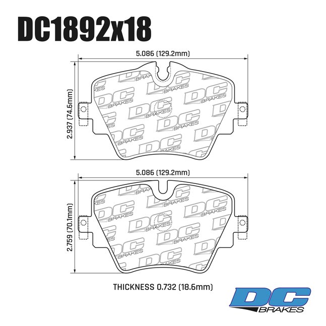 Колодки тормозные DC1892P18 DC Brakes Street STR.S+ перед BMW 3 G20; X3 G01 под СКОБУ БЕЗ M тормозов