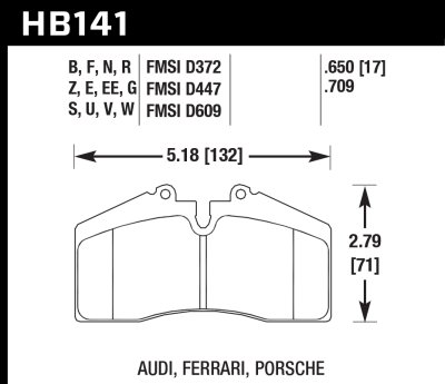 Колодки тормозные HB141G.650 HAWK DTC-60  Brembo S4 / Stop Tech ST