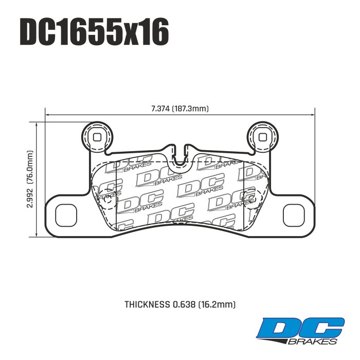 Колодки тормозные DC1655P16 DC Brakes Street STR.S+, задние Porsche 911 (991), Cayman 718 (982), 