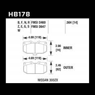 Колодки тормозные HB178S.564 HAWK HT-10  передние SUBARU Impreza WRX; Nissan 300ZX; HPB тип 1; - Колодки тормозные HB178S.564 HAWK HT-10  передние SUBARU Impreza WRX; Nissan 300ZX; HPB тип 1;