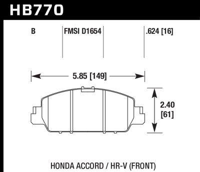 Колодки тормозные HB770B.624 HAWK HPS 5.0; Honda Accord 9 CR; HR-V