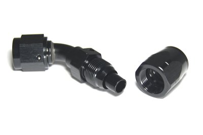 - 6 AN (6AN AN6) фитинг 45°, 20 серия Cutter Style, BLACKROCK LAB ЧЁРНЫЙ, A06-045-2BK