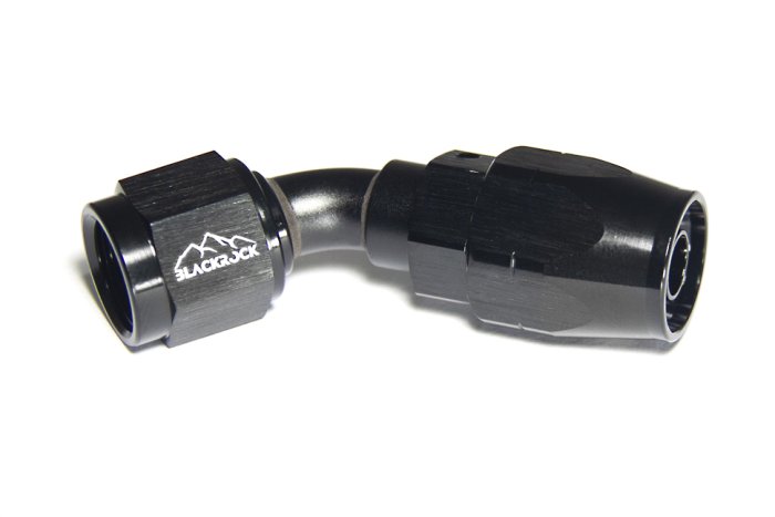 - 6 AN (6AN AN6) фитинг 45°, 20 серия Cutter Style, BLACKROCK LAB ЧЁРНЫЙ, A06-045-2BK