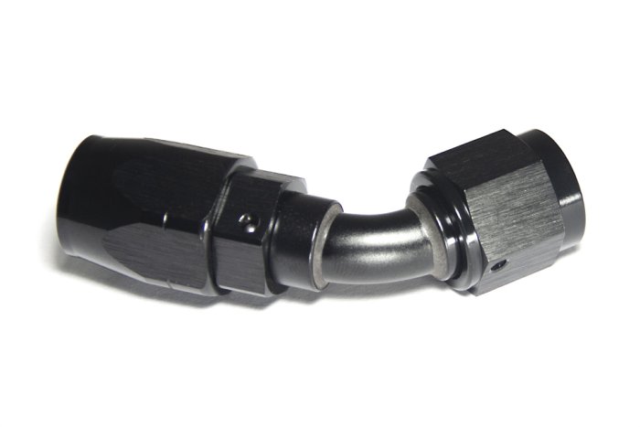 - 6 AN (6AN AN6) фитинг 45°, 20 серия Cutter Style, BLACKROCK LAB ЧЁРНЫЙ, A06-045-2BK