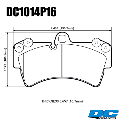 Колодки тормозные DC1014P16 DC Brakes STR.S+, перед PORSCHE Cayenne (955) / Audi Q7 / VW Touareg