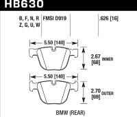 Колодки тормозные HB630F.626 HAWK HPS задние BMW 5 (E60), M3 (E92),  M5, (E63) All, 7 (E65, E66) All