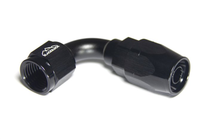 - 6 AN (6AN AN6) фитинг 90°, 20 серия Cutter Style, BLACKROCK LAB ЧЁРНЫЙ, A06-090-2BK