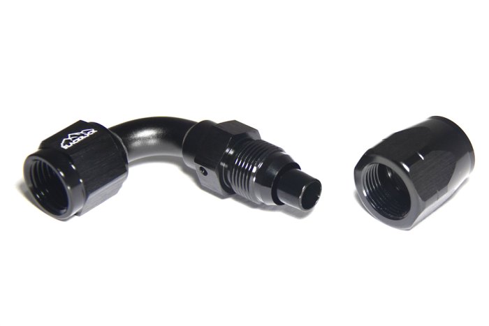 - 6 AN (6AN AN6) фитинг 90°, 20 серия Cutter Style, BLACKROCK LAB ЧЁРНЫЙ, A06-090-2BK