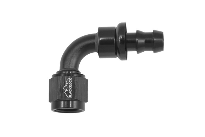- 6 AN (6AN AN6) фитинг 90°, PUSH FIT серия BLACKROCK LAB P06-090-7BK