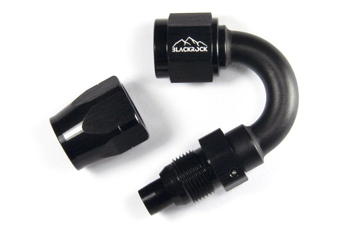 - 6 AN (6AN AN6) фитинг 150°, 20 серия Cutter Style, BLACKROCK LAB ЧЁРНЫЙ, A06-150-2BK