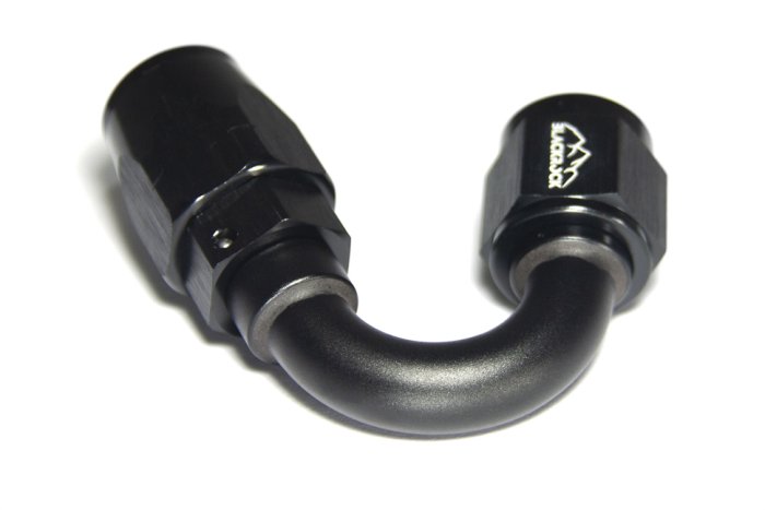 - 6 AN (6AN AN6) фитинг 150°, 20 серия Cutter Style, BLACKROCK LAB ЧЁРНЫЙ, A06-150-2BK