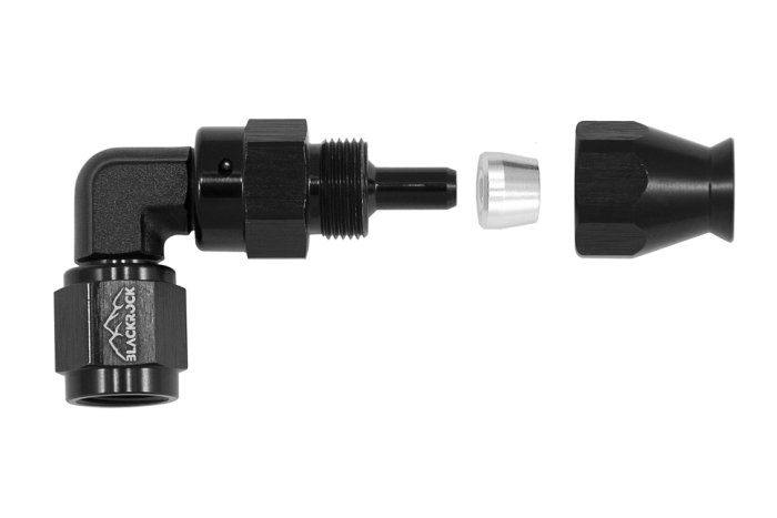 - 4 AN (4AN AN4) фитинг 90° D-04 60 серия BLACKROCK LAB T04-090-6BK под тефлоновый шланг