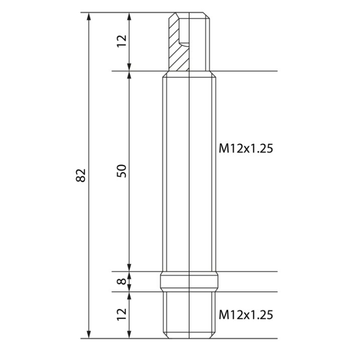 Шпилька колёсная, резьбы: ступица M12 x 1.25 mm, гайка M12 x 1.25 mm; L=82mm, EvoCorse CM0750890040