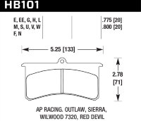 Колодки тормозные HB101U.775 HAWK DTC-70; Wilwood SL, AP Racing, Outlaw 20mm