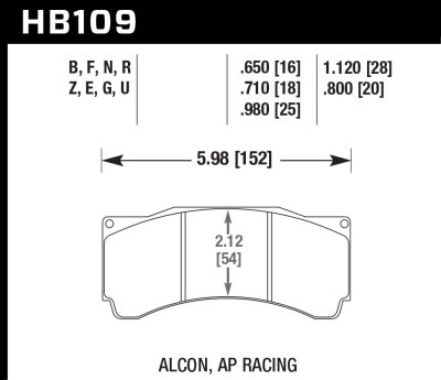 Колодки тормозные HB109Q.980 HAWK DTC-80; AP Racing 25mm