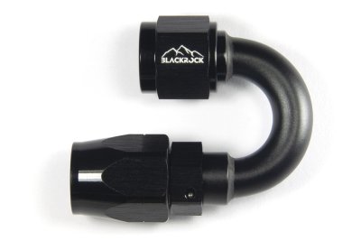 - 6 AN (6AN AN6) фитинг 180°, 20 серия Cutter Style, BLACKROCK LAB ЧЁРНЫЙ, A06-180-2BK