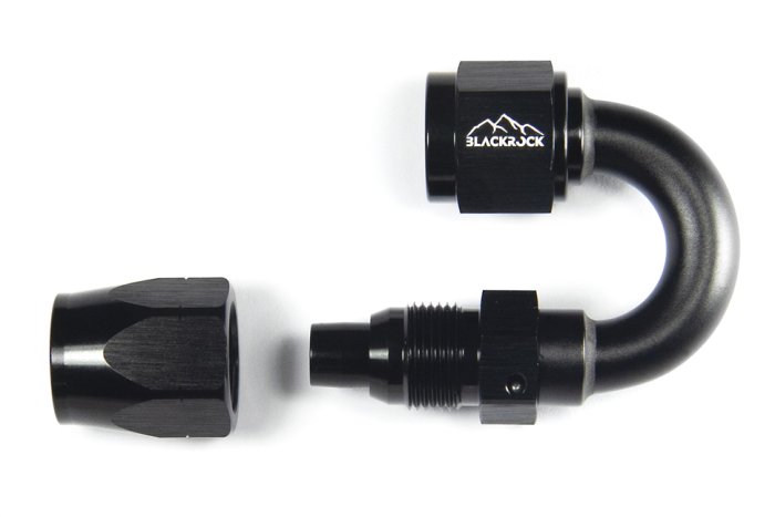 - 6 AN (6AN AN6) фитинг 180°, 20 серия Cutter Style, BLACKROCK LAB ЧЁРНЫЙ, A06-180-2BK