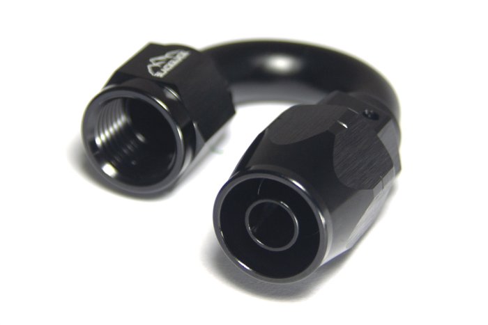 - 6 AN (6AN AN6) фитинг 180°, 20 серия Cutter Style, BLACKROCK LAB ЧЁРНЫЙ, A06-180-2BK