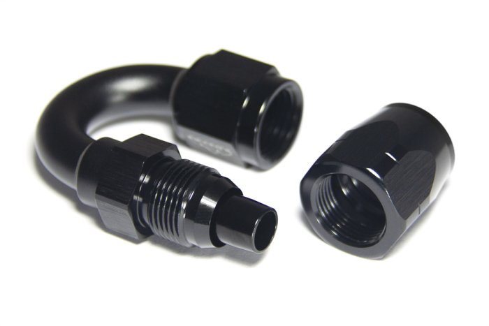 - 6 AN (6AN AN6) фитинг 180°, 20 серия Cutter Style, BLACKROCK LAB ЧЁРНЫЙ, A06-180-2BK