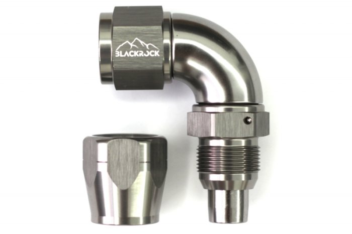 - 10 AN (10AN AN10) фитинг 90°, Full Flow серия BLACKROCK LAB A10-090-3Ti