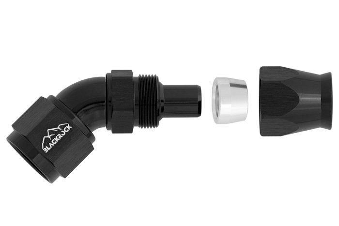 - 12 AN (12AN AN12) фитинг 45° Full Flow BLACKROCK LAB T12-045-3BK под тефлоновый шланг (600 серия)