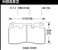 Колодки тормозные HB683Y.651 HAWK LTS Range Rover Sport/Supercharged Brembo 2005-2013