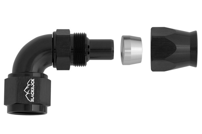 - 12 AN (12AN AN12) фитинг 90° Full Flow BLACKROCK LAB T12-090-3BK под тефлоновый шланг (600 серия)