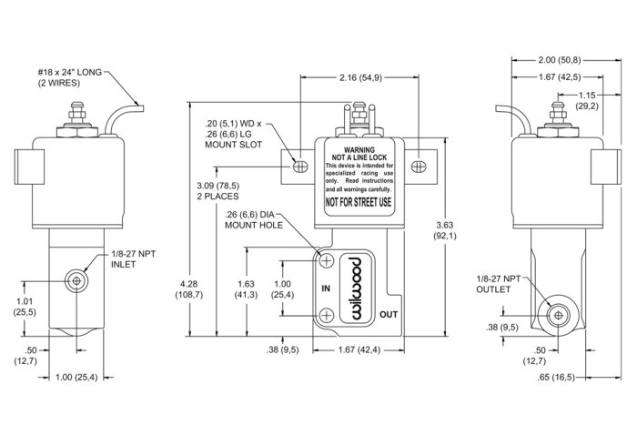 Клапан электромагнитный, размыкатель тормозной магистрали Wilwood, 260-9921