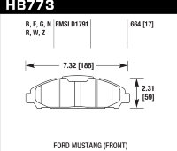 Колодки тормозные HB773F.664 HAWK HPS; Mustang (Front) 2015-> диск 320mm