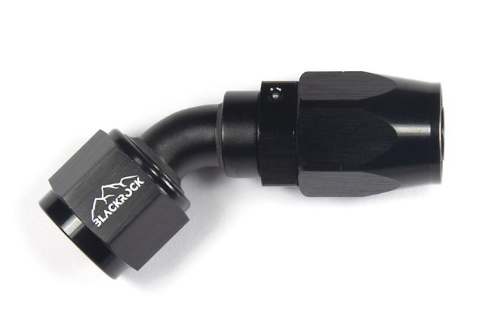 - 8 AN (8AN AN8) фитинг 45°, 20 серия Cutter Style, BLACKROCK LAB ЧЁРНЫЙ, A08-045-2BK