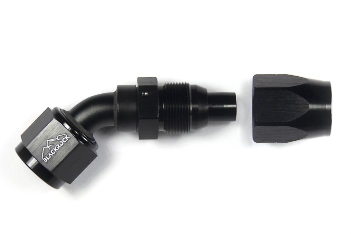- 8 AN (8AN AN8) фитинг 45°, 20 серия Cutter Style, BLACKROCK LAB ЧЁРНЫЙ, A08-045-2BK