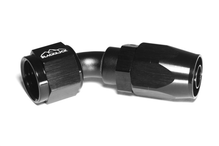 - 8 AN (8AN AN8) фитинг 45°, 20 серия Cutter Style, BLACKROCK LAB ЧЁРНЫЙ, A08-045-2BK