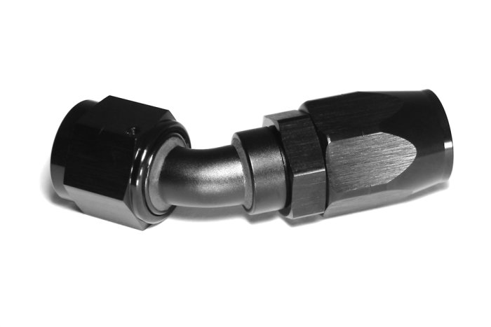 - 8 AN (8AN AN8) фитинг 45°, 20 серия Cutter Style, BLACKROCK LAB ЧЁРНЫЙ, A08-045-2BK