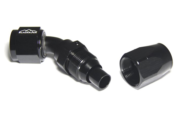 - 8 AN (8AN AN8) фитинг 45°, 20 серия Cutter Style, BLACKROCK LAB ЧЁРНЫЙ, A08-045-2BK