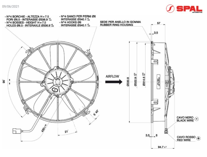 Вентилятор втягивающий (за радиатором) 12" (305mm) 2780 м3/ч SPAL VA01-AP70/LL-36A