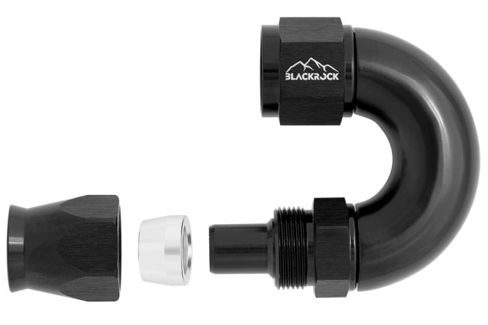 - 12 AN (12AN AN12) фитинг 180° Full Flow BLACKROCK LAB T12-180-3BK под тефлоновый шланг (600 серия)