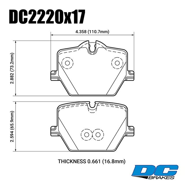 Колодки тормозные DC2220E17 DC Brakes RT.2 задние BMW 3 G20; TOYOTA SUPRA 2019->