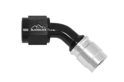 - 6 AN (6AN AN6) фитинг 45°, под опрессовку, под PTFE шланг, BLACKROCK LAB ЧЁРНЫЙ, C06-045-8BK