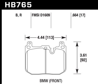 Колодки тормозные HB765Z.664 HAWK PC передние BMW M4 F82; M3 F80; M-Performance