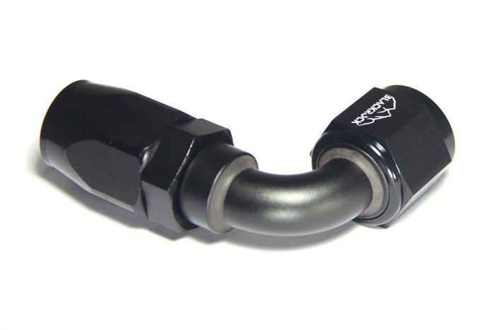 - 8 AN (8AN AN8) фитинг 90°, 20 серия Cutter Style, BLACKROCK LAB ЧЁРНЫЙ, A08-090-2BK