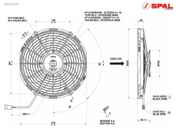 Вентилятор втягивающий (за радиатором) 12" (305mm) 2070 м3/ч SPAL VA10-AP50/C-61A